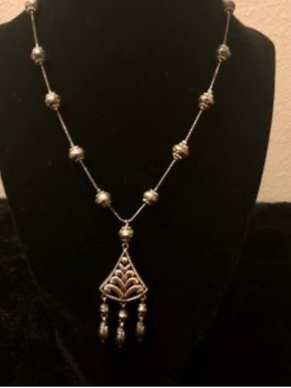 Vintage August Max Gold Toned Filigree Pendant Necklace Boho Scrollwork